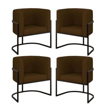Imagem de Kit 4 Cadeiras Poltrona Lua Corino Preto Balaqui Marrom