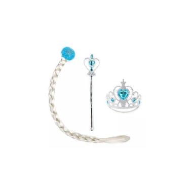 Imagem de Fantasia Princesa Frozen Elsa Coroa Trança E Varinha Festas - MC PRESE