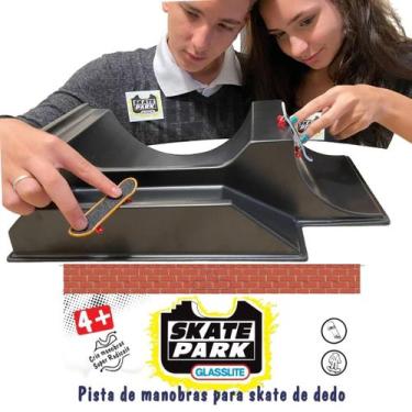 Imagem de Pista rampa skate park de dedo half duplo glasslite escadas acompanha 