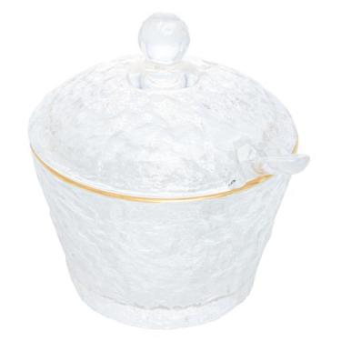 Imagem de Açucareiro de Cristal Martelado borda dourada C/colher tampa - Lyor, t