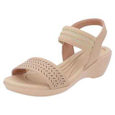 Imagem de Sandália Femina Anabela Baixa Conforto Facil Calce Usaflex