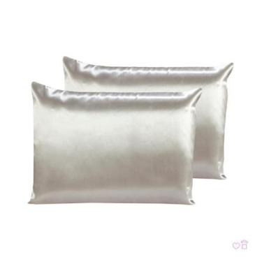 Imagem de Kit 02 Fronhas De Cetim Antifrizz 50X70 Cabelo Champagne - Autoestima 