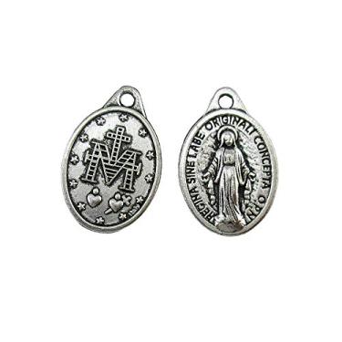 Imagem de Glary 100 unidades de pingente de medalha religiosa Miraculous Blessed Mary de 2,5 cm, Metal