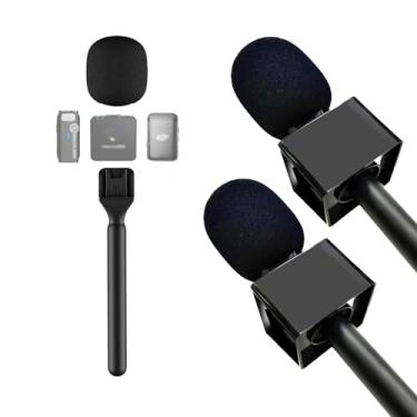 Imagem de Kimyoaee suporte de suporte de microfone bandeira para dji mic 1/2 / mic mini/rode wireless go ii lidar com entrevista sem fio adaptador de microfone de lapela montagem portátil para hollyla