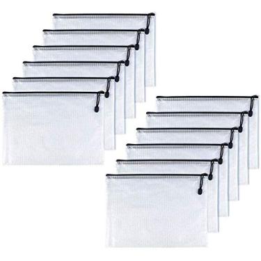 Imagem de Oaimyy -B8, 12 peças, pequena bolsa de plástico com zíper, pastas de documentos e pastas de arquivo com zíper para material de escritório escolar, viagens, armazenamento de organização de jogos de