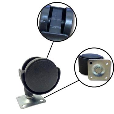 Imagem de Kit 4 Un Rodízio Plástico Rodinha Giratório Placa Base Aço - Top Pros