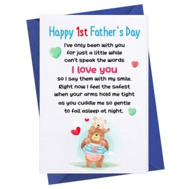Imagem de FaCraft Happy First Fathers Day Card for New Dad To Be Expecting Fathers From Wife Daughter Son Baby Boy Girl, 4 x 6 Happy 1st Fathers Day Card, Happy Fathers Day Gift Card with Envelope