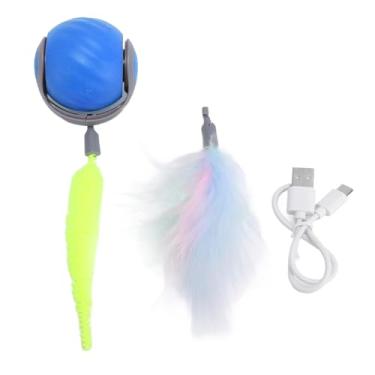 Imagem de Bola de brinquedo interativo para gatos, brinquedo interativo Speedy Tail para gatos de interior, bola de brinquedo para gatos com movimento automático inteligente e som (Azul)