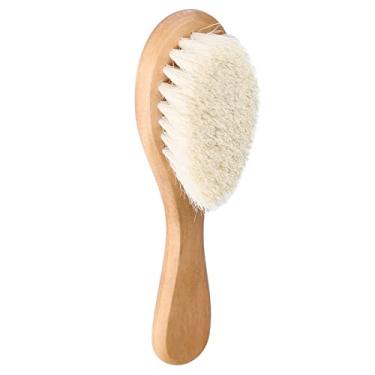 Imagem de Pente de Cabelo de Cabra Multifuncional, Com Alça de Madeira, Escova de Pente de bebê, Massagem de Cabelo de Toque Suave para Casa