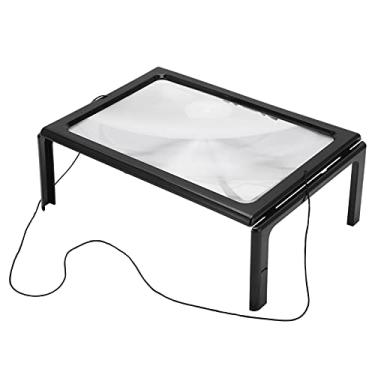 Imagem de Lupa de Leitura Tamanho A4 Com Luz LED e Suporte Lupa de Mesa Em PVC para Casa