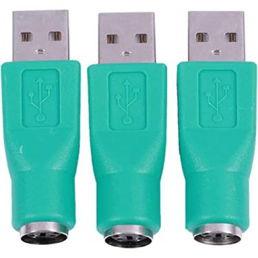 Imagem de VizGiz Pacote com 3 adaptadores USB para PS2 teclado e mouse mais antigos PS/2 conector de conector de 6 pinos para computador USB 4 pinos tipo A conversor de plugue para desktop, laptop, notebook sem
