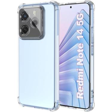 Imagem de USTIYA Capa para Xiaomi Redmi Note 14 5G TPU transparente quatro cantos capa de proteção de grau militar transparente macia