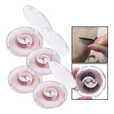 Imagem de Kit 4 Cílios Postiços Adesivo Volume Natural Reutilizáveis Artesanais 