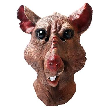 Imagem de RAPGET Rat Mask Rat Splinter Latex Mask Animal Mouse Monster Mask Novelty Halloween Costume Party Latex Animal Mask Full Head