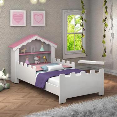 Imagem de Cama Juvenil Infantil Feminina Magia Castelo de Princesa Branca e Rosa