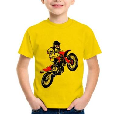 Imagem de Camiseta Infantil Motocross Jump Vermelha - Foca na Moda, Amarelo, 8