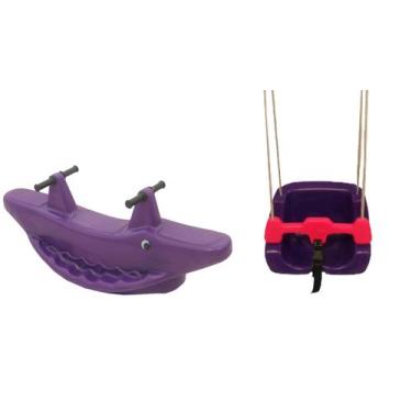 Imagem de Kit Jacaré gangorra 2 Lugares Diversas Cores+ Balanço Com cinto e trav