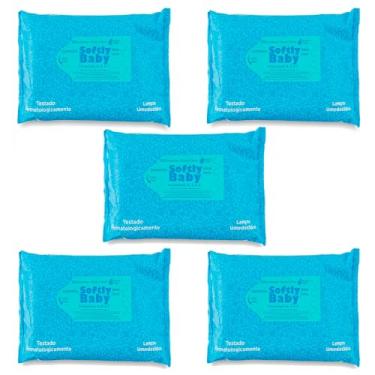 Imagem de Lenço Umedecido Baby Softly - 100 Unidades por Pacote - Com Vitaminas A e C, Aloe Vera e Camomila - Suave e Hipoalergênico para Bebês (5 Pacotes)