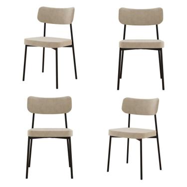 Imagem de Kit com 4 Cadeiras para Sala de Jantar Mona Yescasa Bege