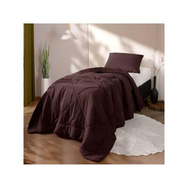 Imagem de Kit Edredom Solteiro 2 Peças Cobertor Margarida Marrom