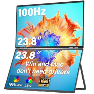 Imagem de InnoView 23,8" Fhd 100Hz 100% Srgb Monitor Duplo 315° Extensor De Monitor Ajustável Para Windows Mac Com Hdmi Tipo-C Trabalho Jogos Escritório Monitor Triplo