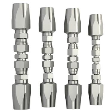 Imagem de Kit de reparo de mangueira hidráulica de 4 peças, diâmetro interno de 1/10.2 cm, 3/20.3 cm, 1/5.1 cm compatível com mangueiras hidráulicas SAE 100R1 de 1 fio e SAE 100R2 R16 R17 R19 de 2 fios, reparo