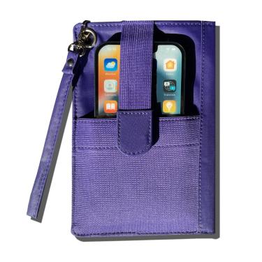 Imagem de Big Skinny Carteira feminina Plus Myphone Bi Fold Slim Ameixa Bolinhas de Pulso, Roxo