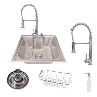 Imagem de Kit cuba gourmet aço inox 304 com torneira monocomando - STILLUS HOME