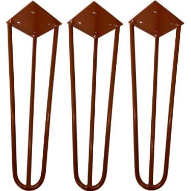 Imagem de Kit 03 Pés de Ferro Aço Hairpin Legs 30 cm Bronze A01 Sofá Móveis Mesa