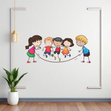 Imagem de Adesivo Parede Crianças Brincando de Pular Corda Espaço Kids - Colakoa