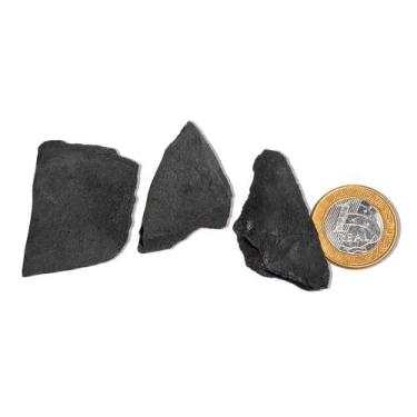 Imagem de Kit 3 Shungite sem Pirita Pedra Bruto Natural 15 a 50g 75mm - Cristais