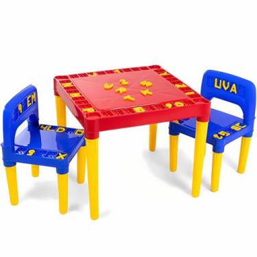 Imagem de Mesa Mesinha Infantil Com Cadeira Atividades Colorida - Tritec