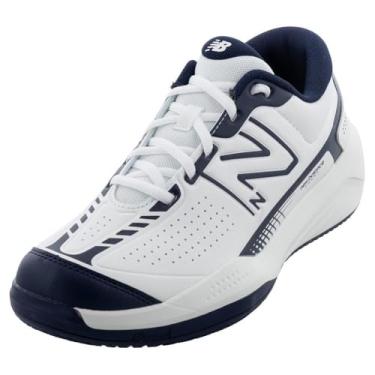 Imagem de New Balance Tênis masculino 696 V5 Hard Court, Branco/Azul marinho, 39