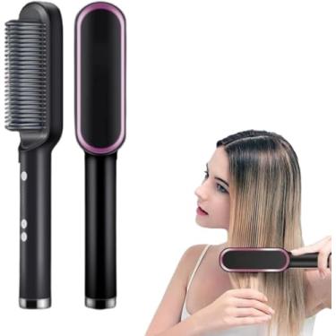 Imagem de Escova Alisadora de Cabelo 5 em 1, Bivolt 110V/220V, Íon Negativo - Escova De Cabelo Fino, Grosso, Cacheados e Crespos Com Pente Especial Multifuncional Potente Premium 200° Graus