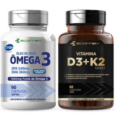 Imagem de Kit Omega 3 1360mg Epa Dha Selo Ifos  D3 2.000ui K2 Mk7 149mcg Ecomev