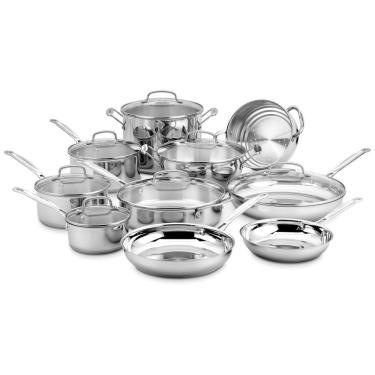 Imagem de Conjunto de Panelas e Frigideiras de Aço Inoxidável, 17 Peças, CUISINART 77 17N, Prateado