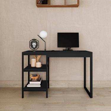 Imagem de Mesa Para Computador Estilo Industrial Office Com Prateleira Slim Preto