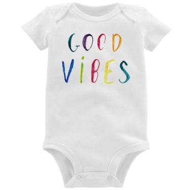 Imagem de Body Bebê Good Vibes Cores - Foca na Moda, Branco, M