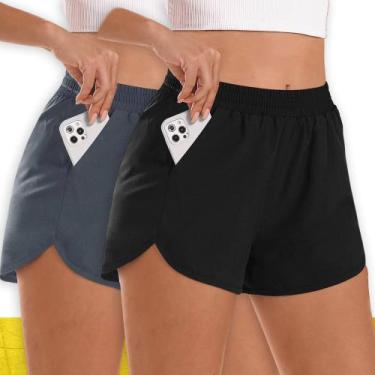 Imagem de Kit 2 SHORTS TACTEL FEMININO Bolsos Academia Corrida Bermuda - IRON SP
