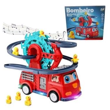 Imagem de Carrinho de Brinquedo Bate e Volta Caminhão Bombeiro Patinho Escorrega