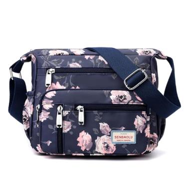 Imagem de Wafybsre Bolsa tiracolo feminina de nylon com vários bolsos, bolsa de ombro à prova d'água, floral, carteiro, bolsas e bolsas, Rosa chinesa, Casual