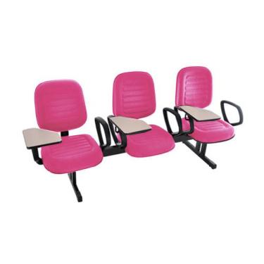 Imagem de Cadeira Escolar Universitária em Longarina com prancheta para Escolas e Faculdades Linha Blenda Rosa