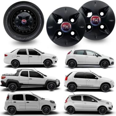 Imagem de 2 un Calota Central Aro 13 14 15 Fiat Calotinha Carlota 100x4 - TSSHOP