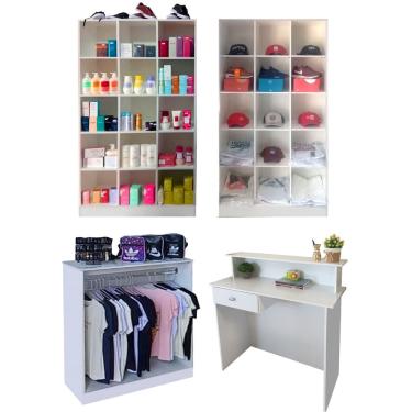 Imagem de Armário para Loja Colméias + Balcão Arara + Balcão Atendimento