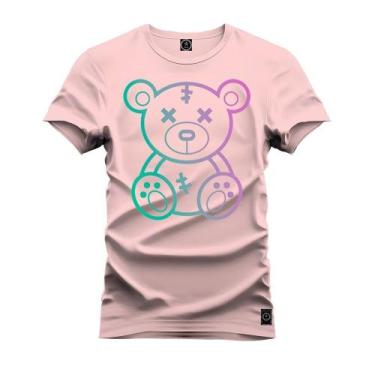 Imagem de Camiseta Estampada Tamanho Grande Plus Size Neon Urso - NoBrand, Rosa,
