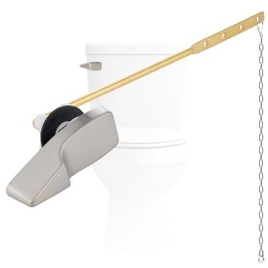 Imagem de Hygie Rinse Kit de substituição universal de maçaneta de vaso sanitário compatível com padrão americano / Mansfield, alavanca de descarga de vaso sanitário com correntes de aço inoxidável, níquel escovado