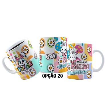 Imagem de Caneca 325ml Plástico Feliz Páscoa Fofa Coelhinhos Mimos - LARANJA E M