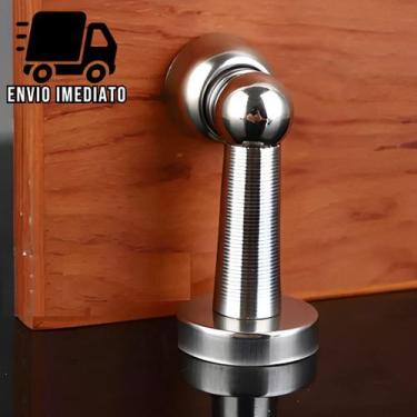 Imagem de Trava Porta Magnético de Aço Inox Slim Cromado  Prendedor com Imã e Fi