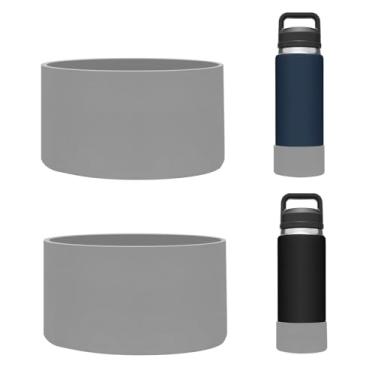 Imagem de UWSTE 2 peças de bota de silicone para garrafa YETI Rambler 1,020 g, protetor inferior de manga antiderrapante acessórios para YETI Rambler 1,020 g, silicone livre de BPA (cinza)