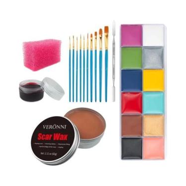 Imagem de Kit de Maquiagem SFX de 12 Cores para Halloween - Pintura Corporal, Fa